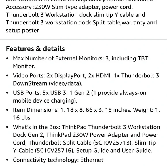 Thunderbolt 3 Workstation Dock - 170W NEW
